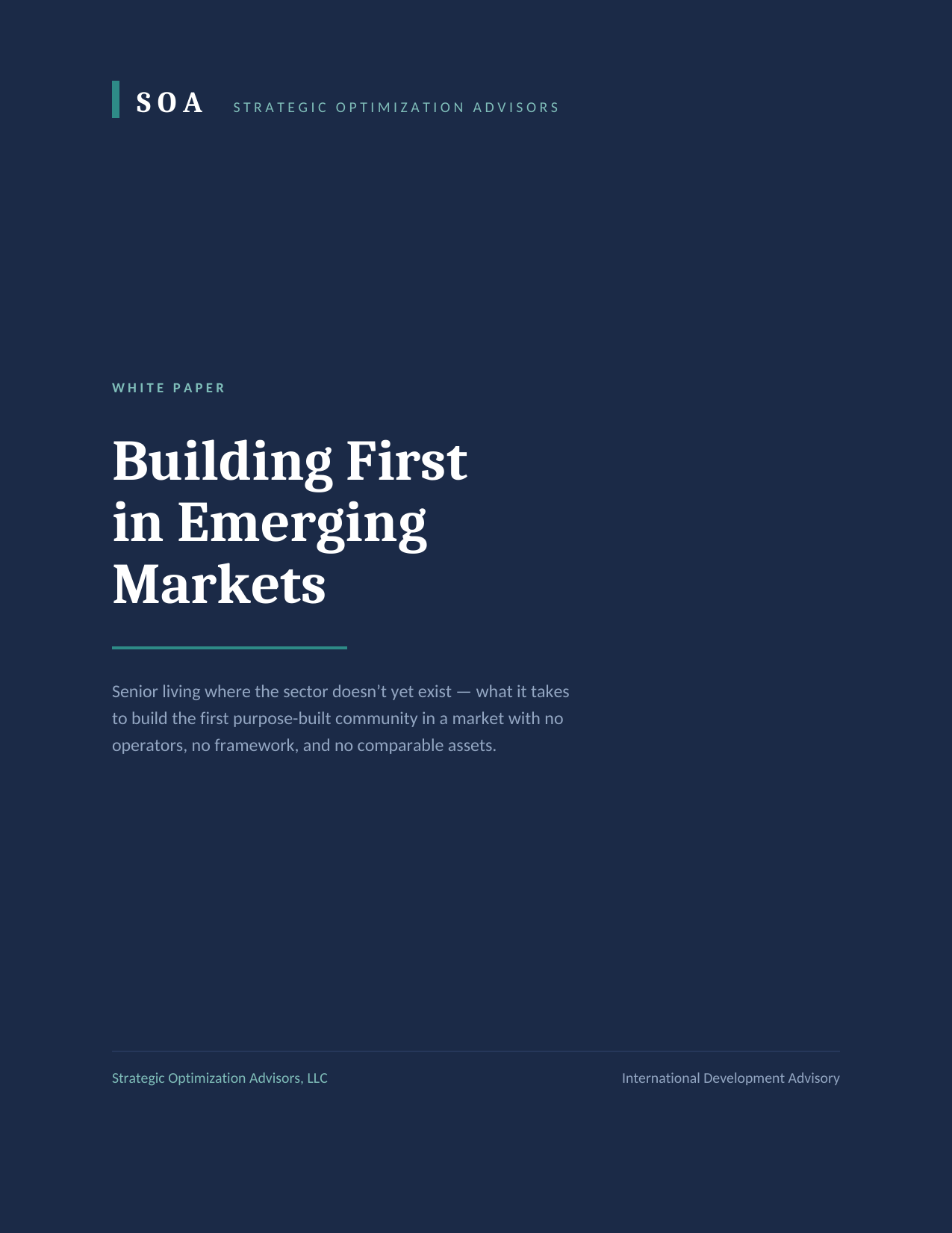 Cover of the forthcoming white paper, Building First in Emerging Markets
